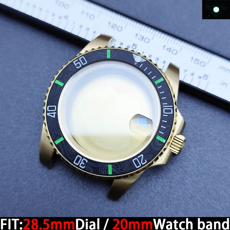 علبة NH35 عالية الجودة من الفولاذ المقاوم للصدأ - كريستال الياقوت الكثيف، مناسبة لحركة NH35 / قرص 28.5 مم / استبدال الحزام 20 مم