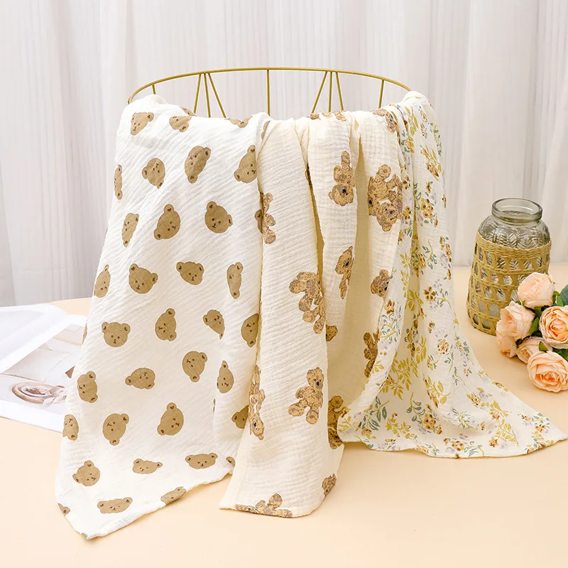 

Хлопково-марлевое детское одеяло, муслиновое пеленальное постельное белье, двухслойное марлевое детское банное полотенце с принтом, тонкое одеяло с кондиционером