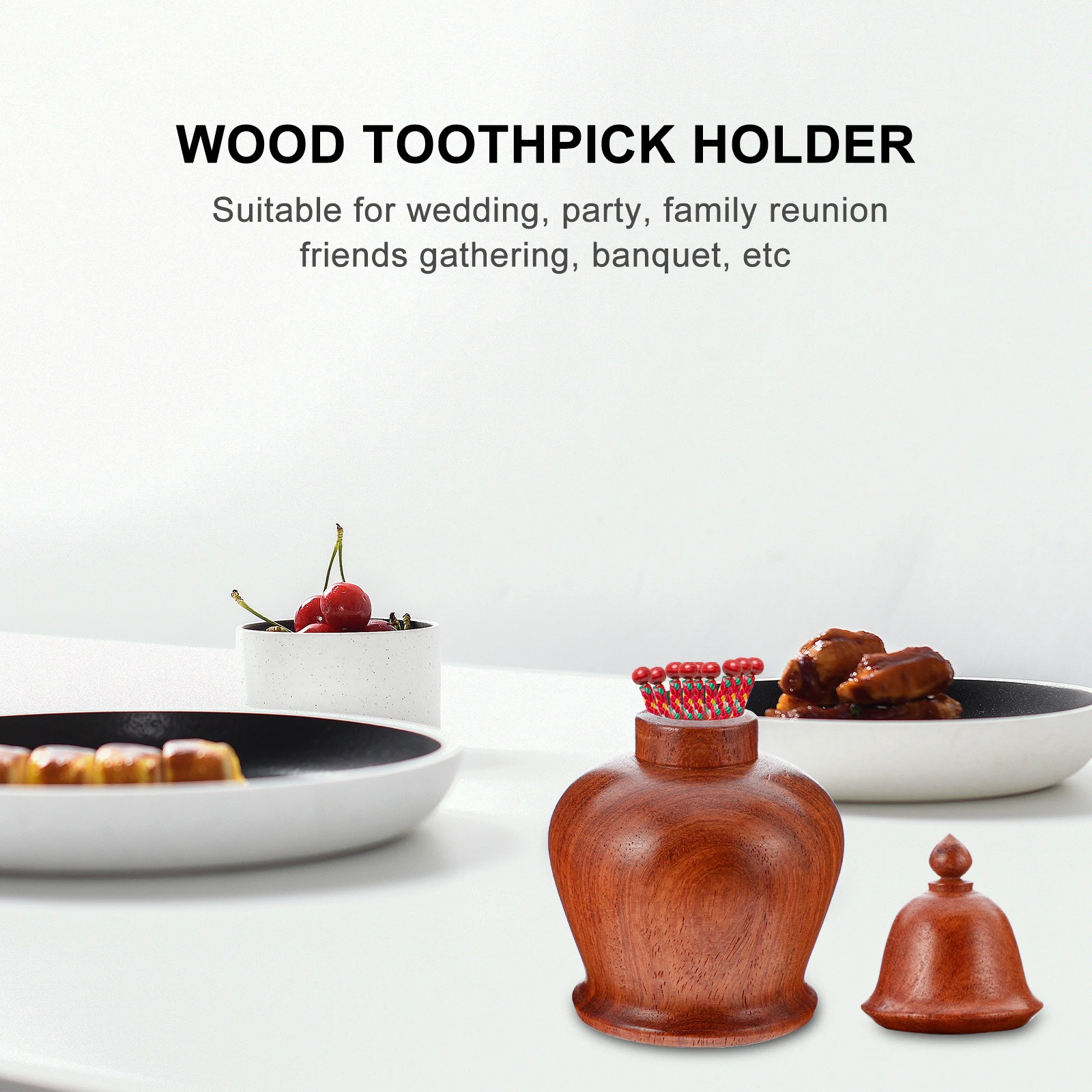 

Wooden Toothpick Holder Jar Decorative Bottle Dispenser ganize Protect Dustproof Storage Box for Home Party Wedding