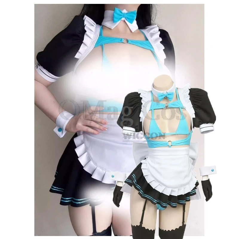 Asuma Toki Cosplay Maid Dress Blue Archive Cosplay Game Anime Girl Women Uniform Longuette Skirt Bow Bikini Suit Sexy Cute Set