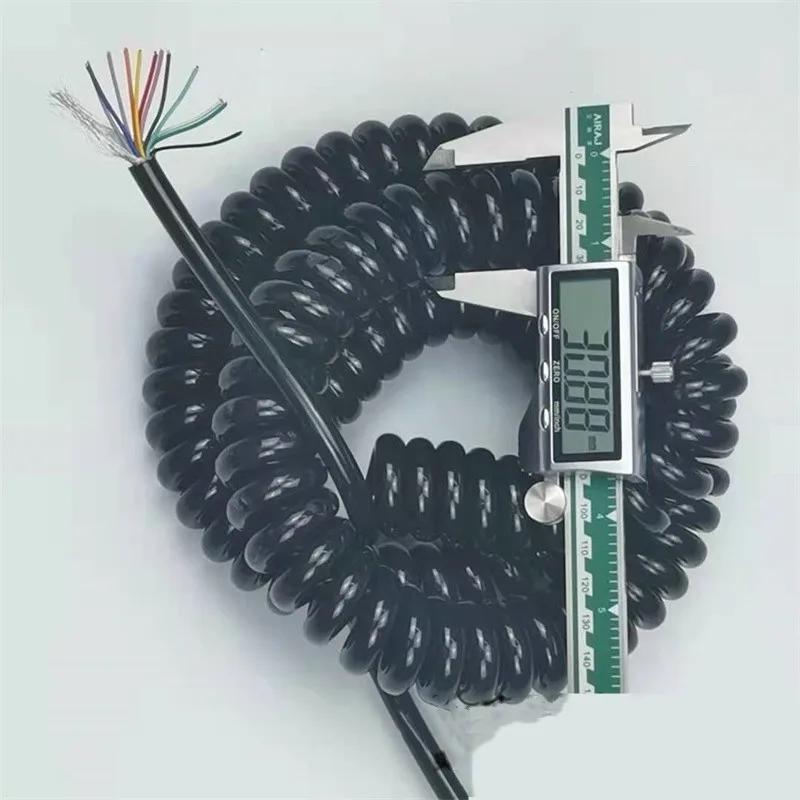 PU spring shield cable 9 10 1214 17 21 20 25 core 28 24 22 awg stretch 1 2 3 4 5 6 7 8 9 10 11 12 meters spiral telescopic wire