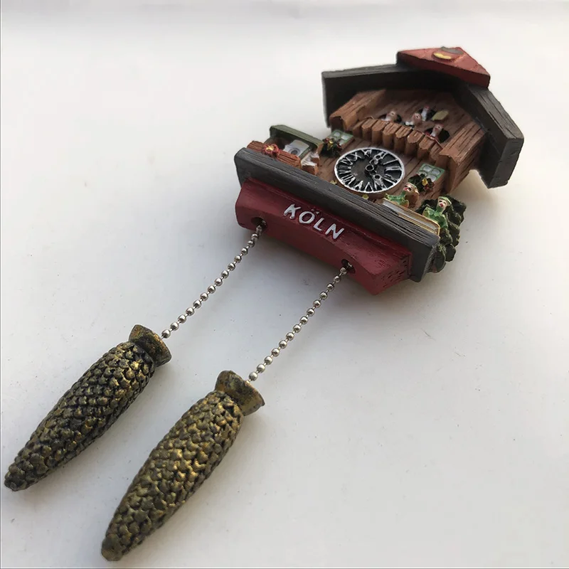 Cuckoo clock  Koln  Creative,Travel,Commemorate,Crafts,3D,Ornaments,Magnetism,Resin Material,Refrigerator Stickers