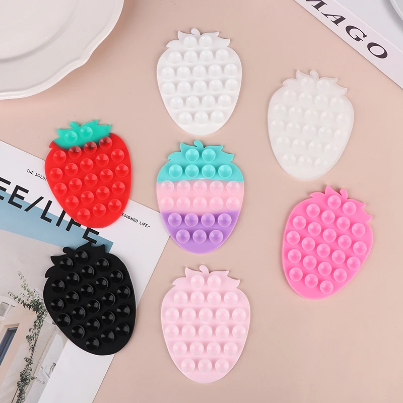 

。Portable Phone Stand Universal Phone Fixed Pad Car Navigation Bracket Strawberry Suction Cup Mobile Phones Sucker Support Mount