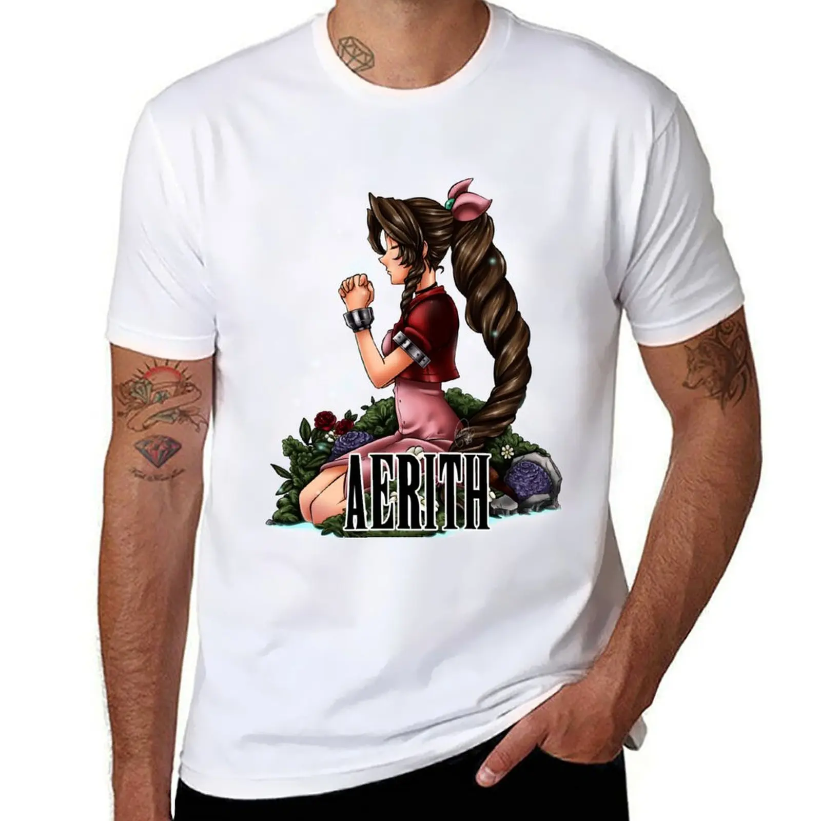 

Футболка Aerith Mako, хлопковые футболки, высококачественные футболки с аниме для мужчин, футболка