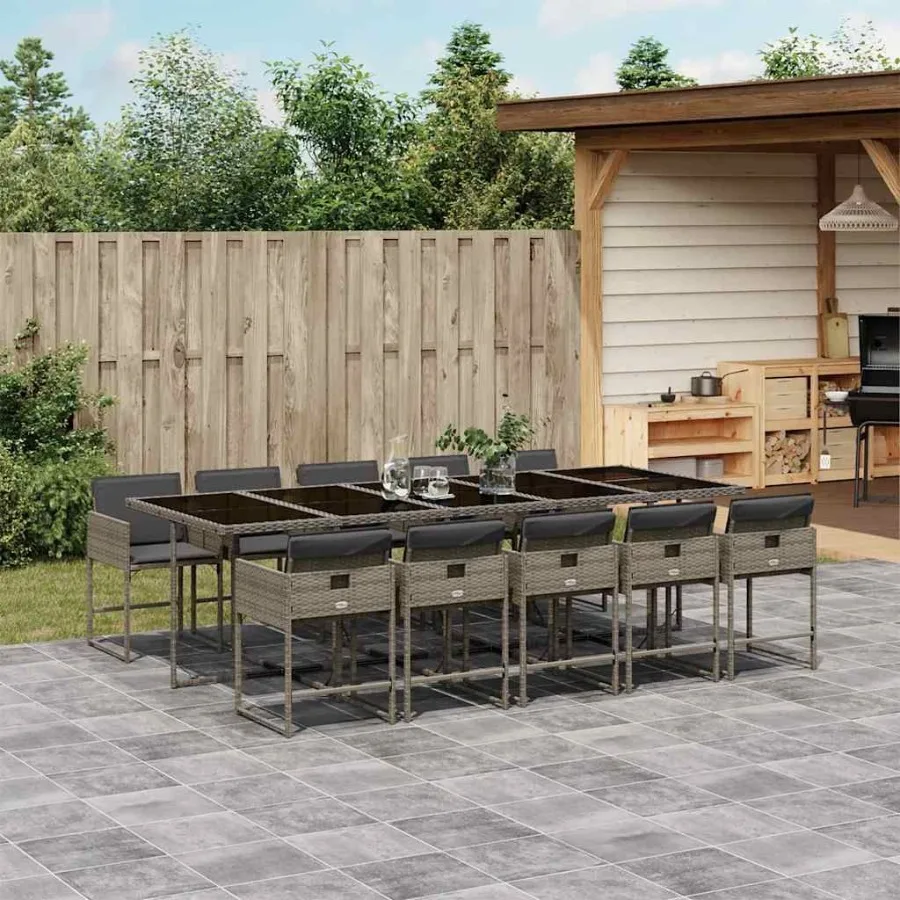 

Garden Dining Set Gray Dark Gray Black