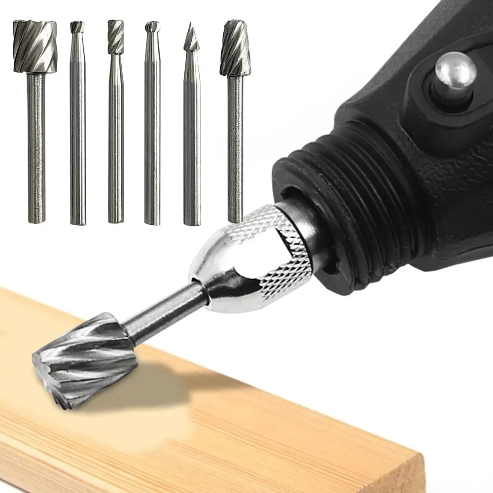 6pc High-speed Steel Woodworking Small Rotary File Grinding Head DIY Carpenter Polishing and Trimming Electric Tool Set