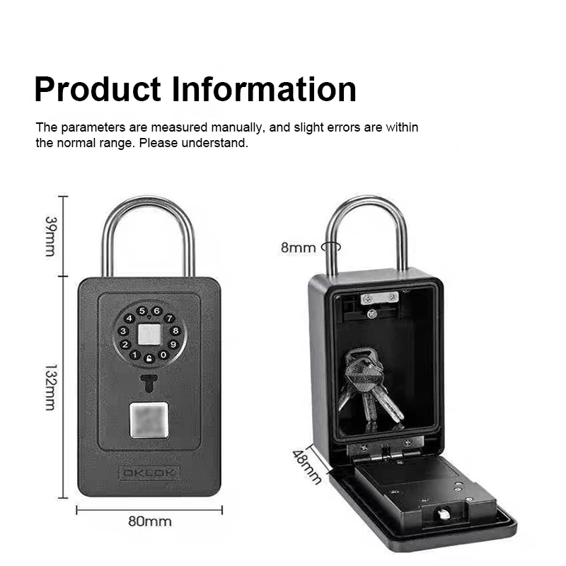 Intelligent Padlock Hang Design Password Storage Deposit Case Home Fingerprint Safe Digital Door Lock Box Security Smart Keys - view 5
