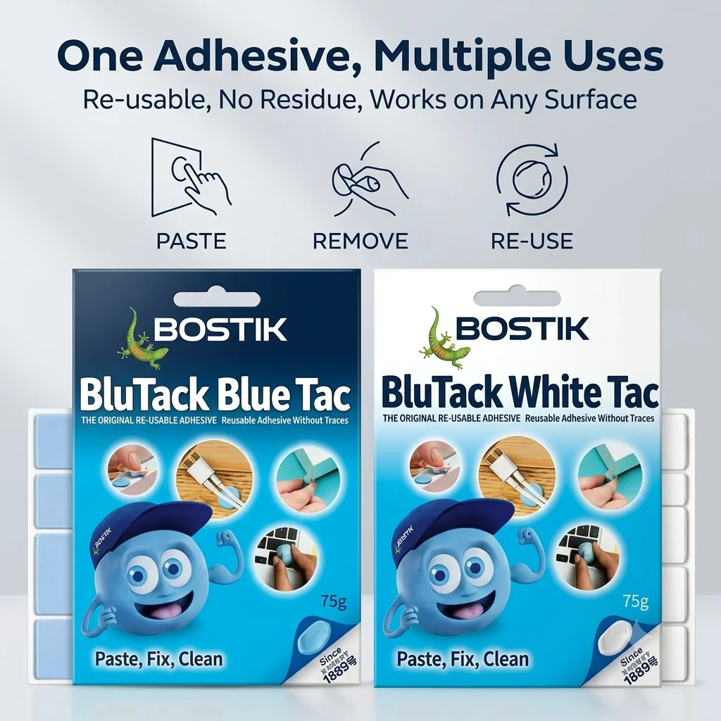 BluTack High-Viscosity Residue-Free Adhesive Clay for Photo Walls Frames Bostik Glue-Free Decoration Poster Couplets Bal