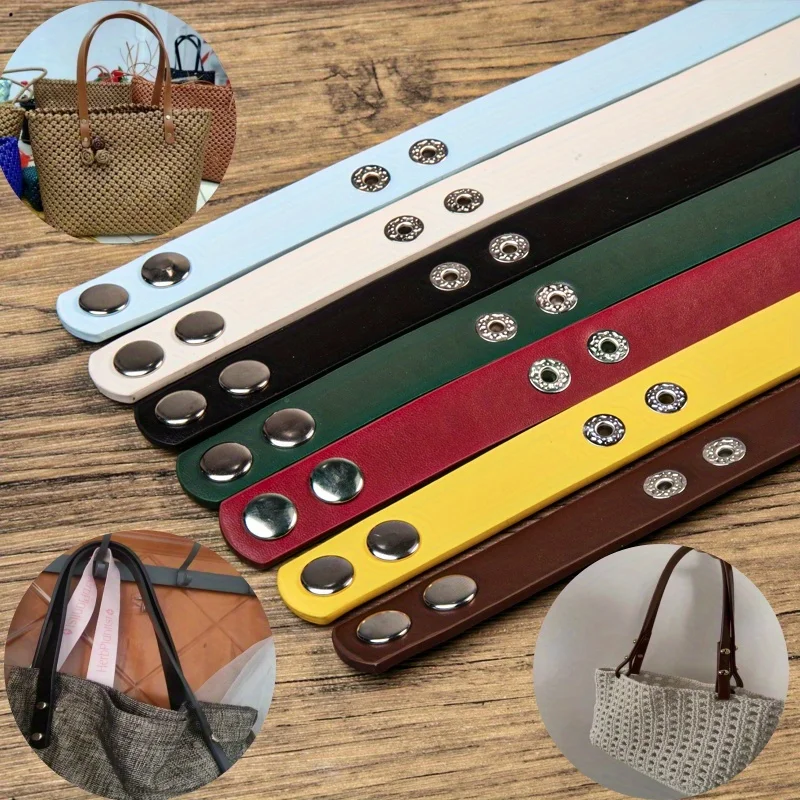 1 para pasków na ramię ze skóry PU, długość całkowita 68 cm — odpowiednie do samodzielnego wykonania torebek tkanych lub jako zamiennik starych pasków na ramię.