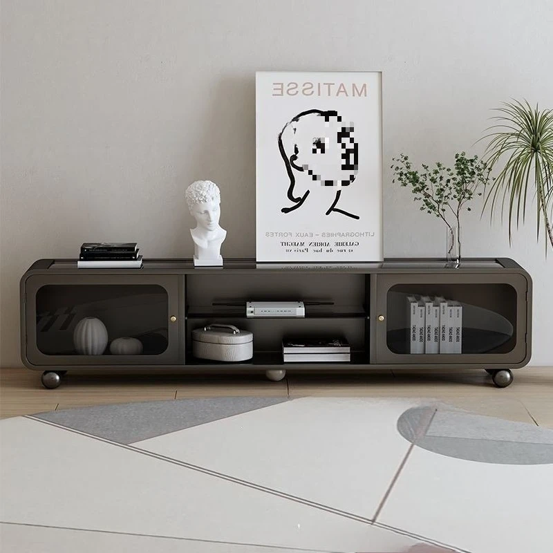 Cream windshield TV cabinet Coffee table combination Small apartment guest sofa Household Internet celebrity Floor TV cabinet
