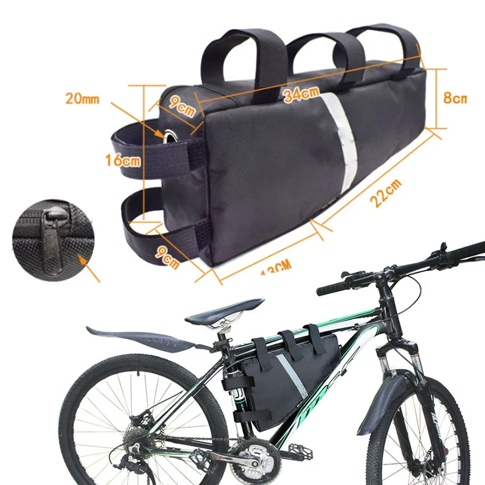 34cmx16cmx9cm Bicycle Bag Rainproof Large Capacity MTB Road Bike Frame Bag Triangle Pouch Rainproof Bag eBike Battery bag