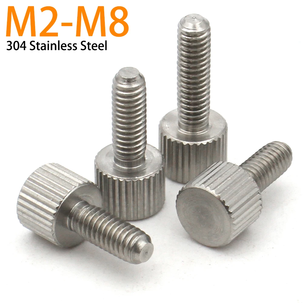 

1/2/5/10pcs M2 M2.5 M3 M4 M5 M6 M8 304 Stainless Steel Knurled Head Thumb Screw Bolt Machinery Tool Round Adjustment Hand Screw