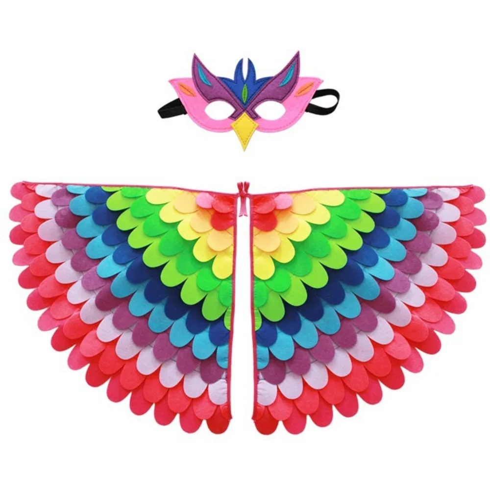Creative Felt Cloth Halloween Cloak with Mask Bird Wings Robe Halloween Children Costume Cosplay Owl Cape Mask Set Kid Gifts