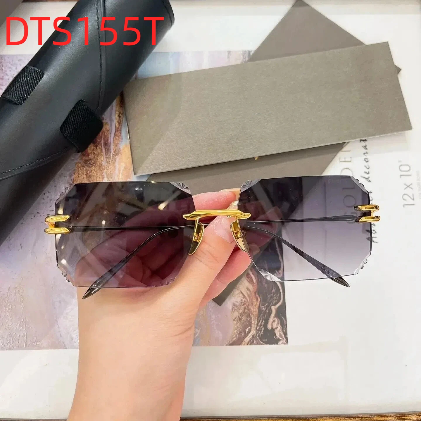 

Original Factory DT EMBPA DTS155T With Brand Box Luxury Designer Gradient Purple Lenses Driving Anti-Glare Men Women Sunglasses