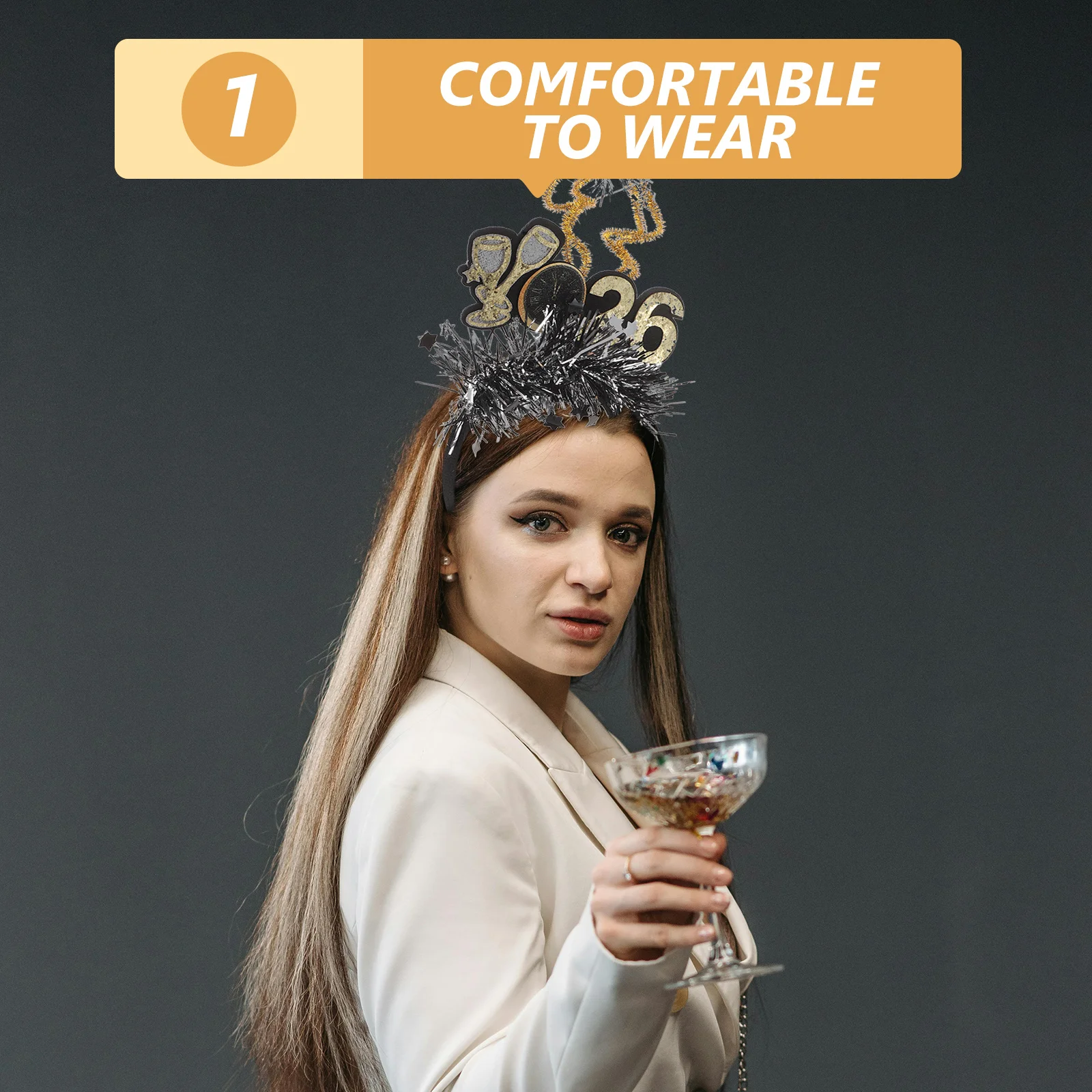 3 قطعة عقال ليلة رأس السنة سباركلي ستار الترتر الزخرفية الشعر هوب ل 2026 مهرجان الحفلات النساء السنة الجديدة اكسسوارات الحفلات