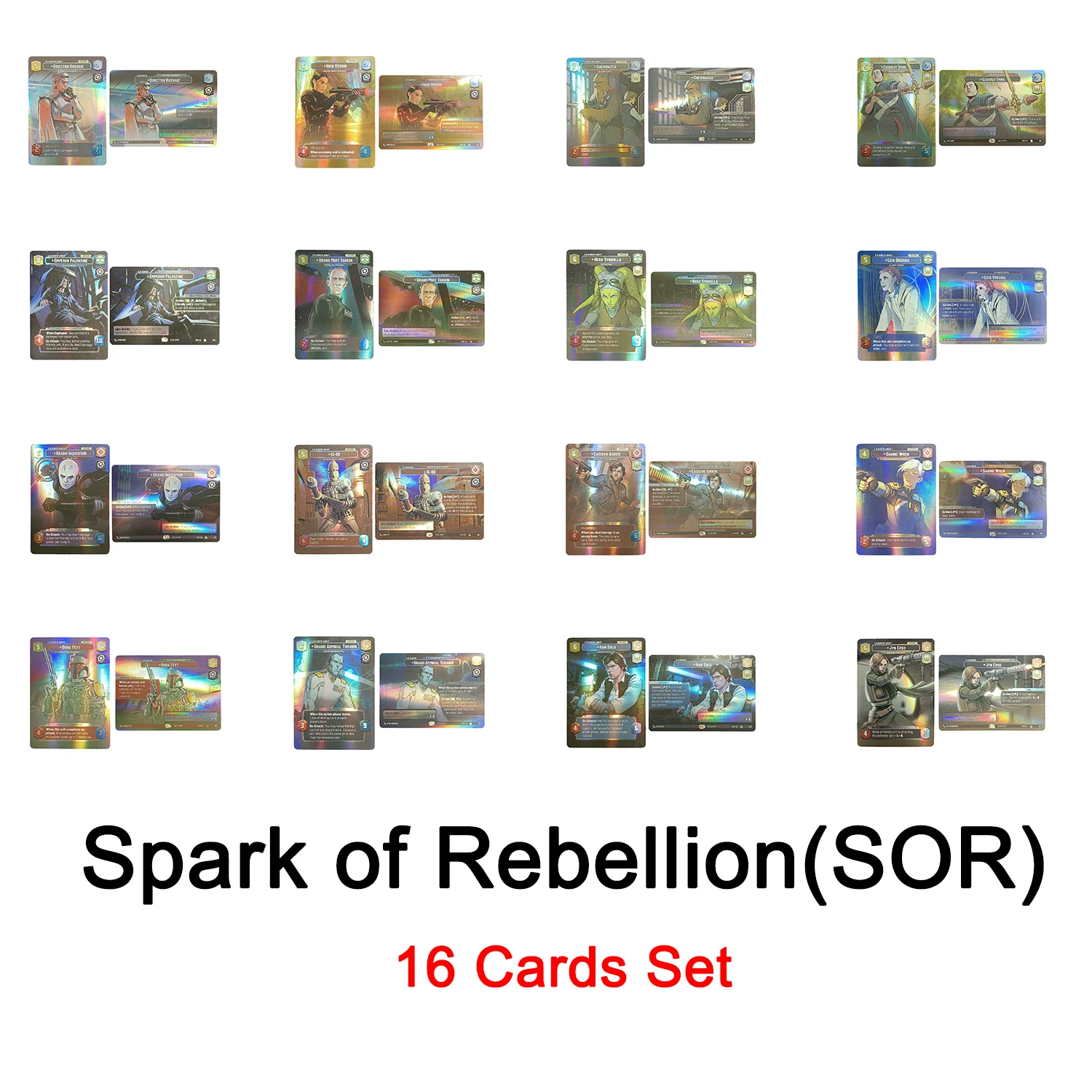Tarjetas de la Serie Star Wars Spark of Rebellion (SOR), Tarjetas SHOWCASE, Tarjetas de Han Solo/Grand Lnoquisitor/Chewbacca