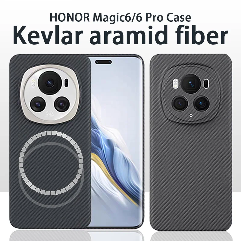

COXN Magnetic Carbon Fiber Phone Case for HONOR Magic 6 Pro Magsafe Cover Luxury Kevlar Aramid Fiber Magnetic Cases