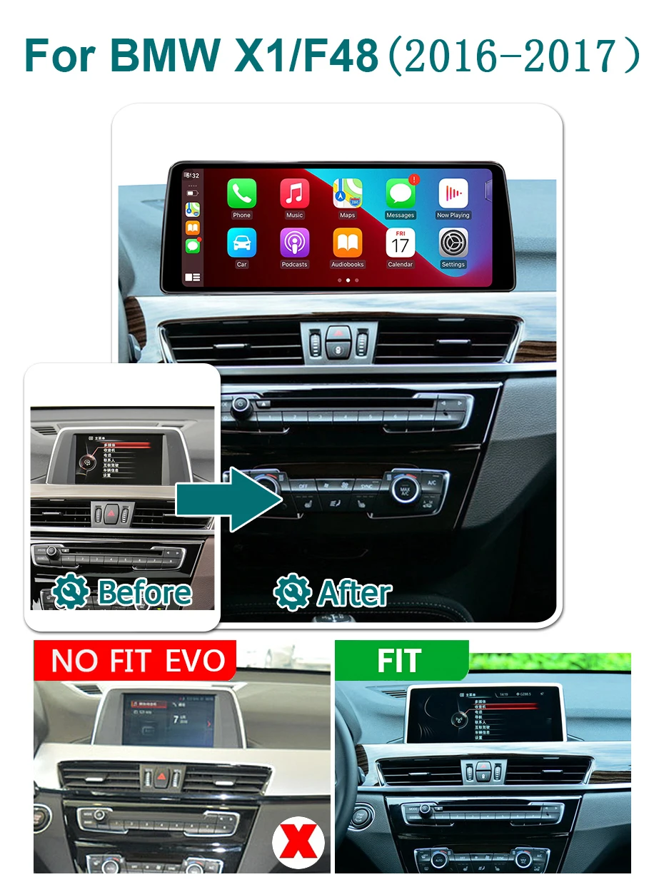 12,5'' Kabelloses Carplay Android 14 Auto-Radio Multimedia-Player Bildschirm für BMW X1 F48 2016-2017 2din Autoradio Stereo GPS Bluetooth WIFI 4G LTE – Detail 1
