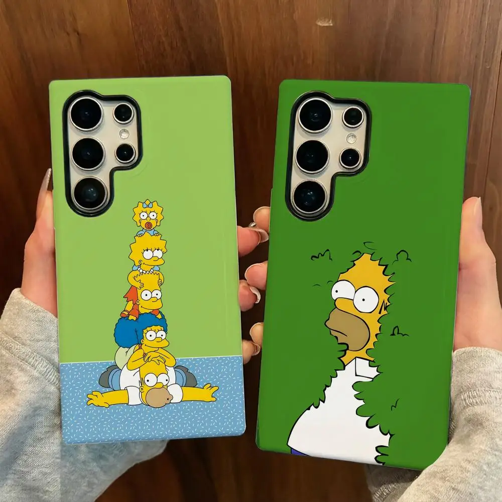 Чехол для телефона с изображением Симпсонов для Samsung S26 S25 S24 S23 Ultra Plus A57 A37 A17 A27 4G 5G, двухслойная задняя крышка