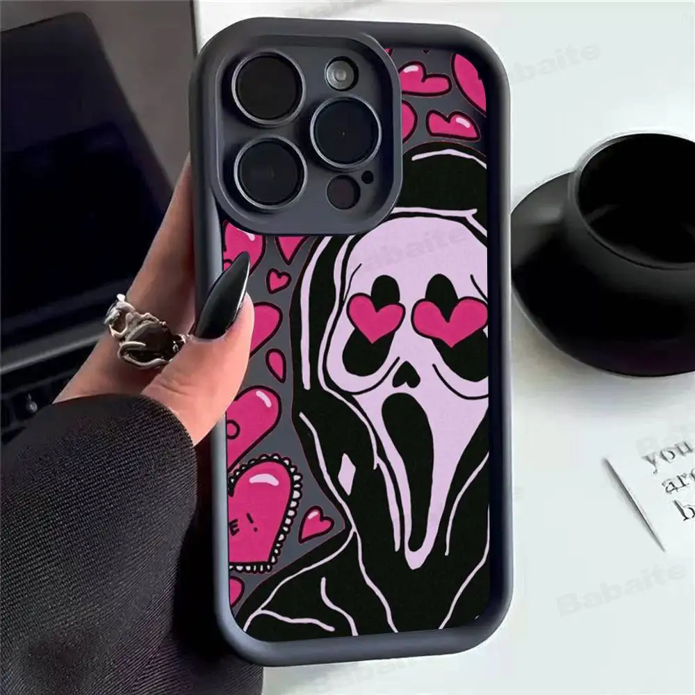 Heißer, gruseliger, schreiender Kunst-Handyhülle für iPhone 17 16 15 14 13 12 11 Pro Max Plus – Stoßfeste Silikonhülle – Detail 5