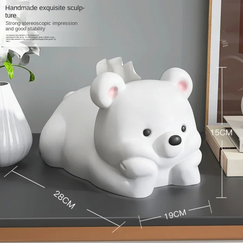 Cute Little Bear High-end Tissue Box Living Room Coffee Table Cream Wind Napkin Paper Household Drawer