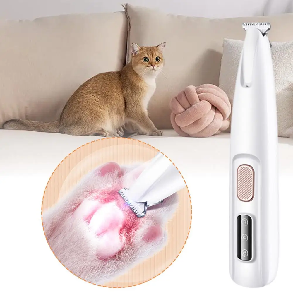 Dog Paw Trimmer With Led Light Fully Waterproof Pet Hair Trimmer With Led Display Dog Clippers For Grooming 18mm Widen E8i7