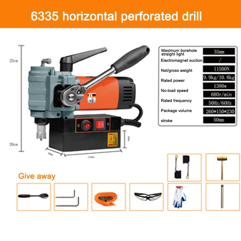 Portable Small Horizontal Hole Drill Magnetic Base Electric High-Altitude Holes Puncher Multifunction Drilling Machine 110/220 V