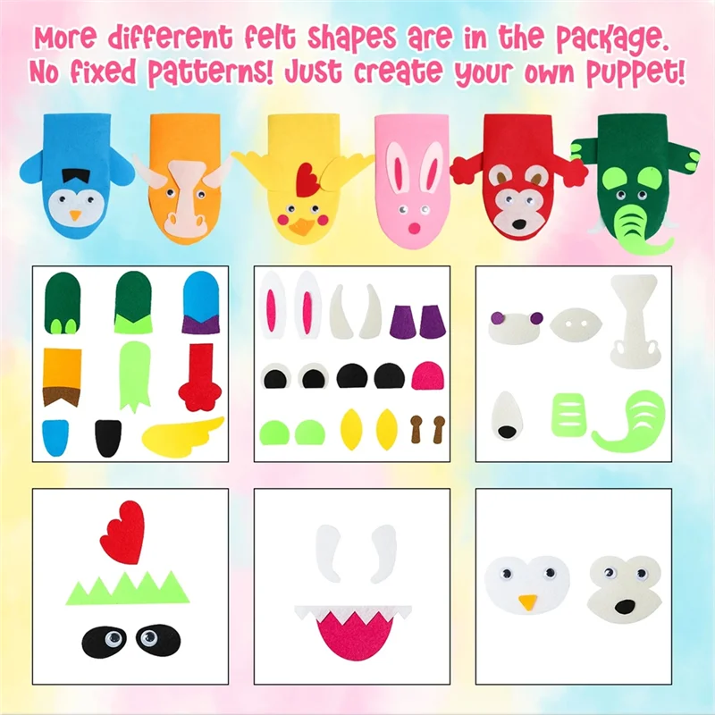 ABUM-Handpop Making Kit Maken van handwerkvilt voor kinderen Maak je eigen sokpop