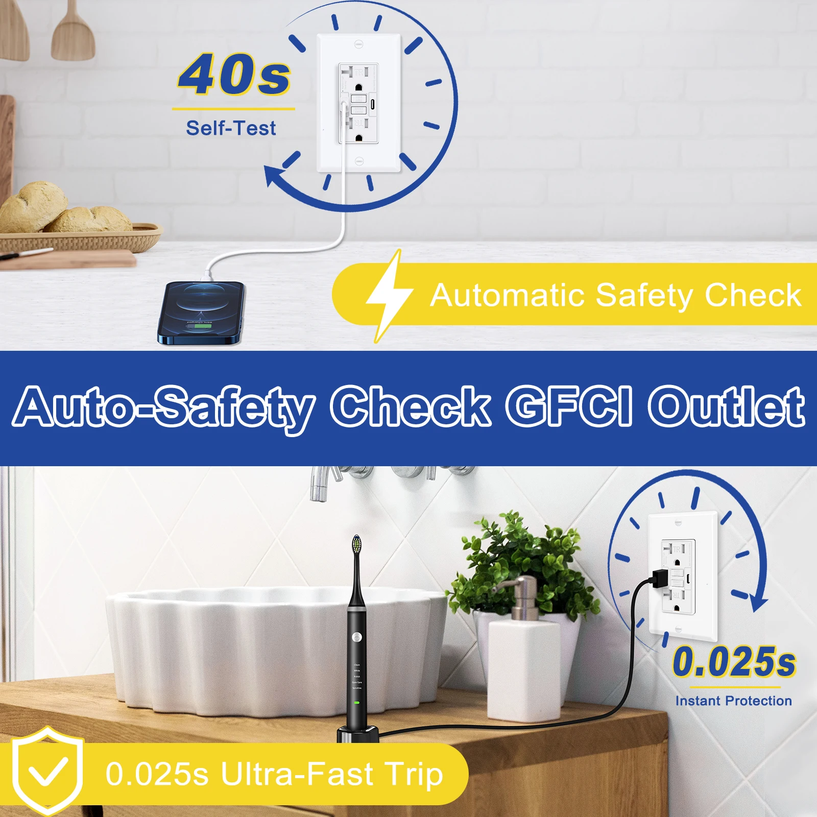 مقبس GFCI 20 أمبير مع منفذي شح - مراجعة Kitchen Quiz وسعره