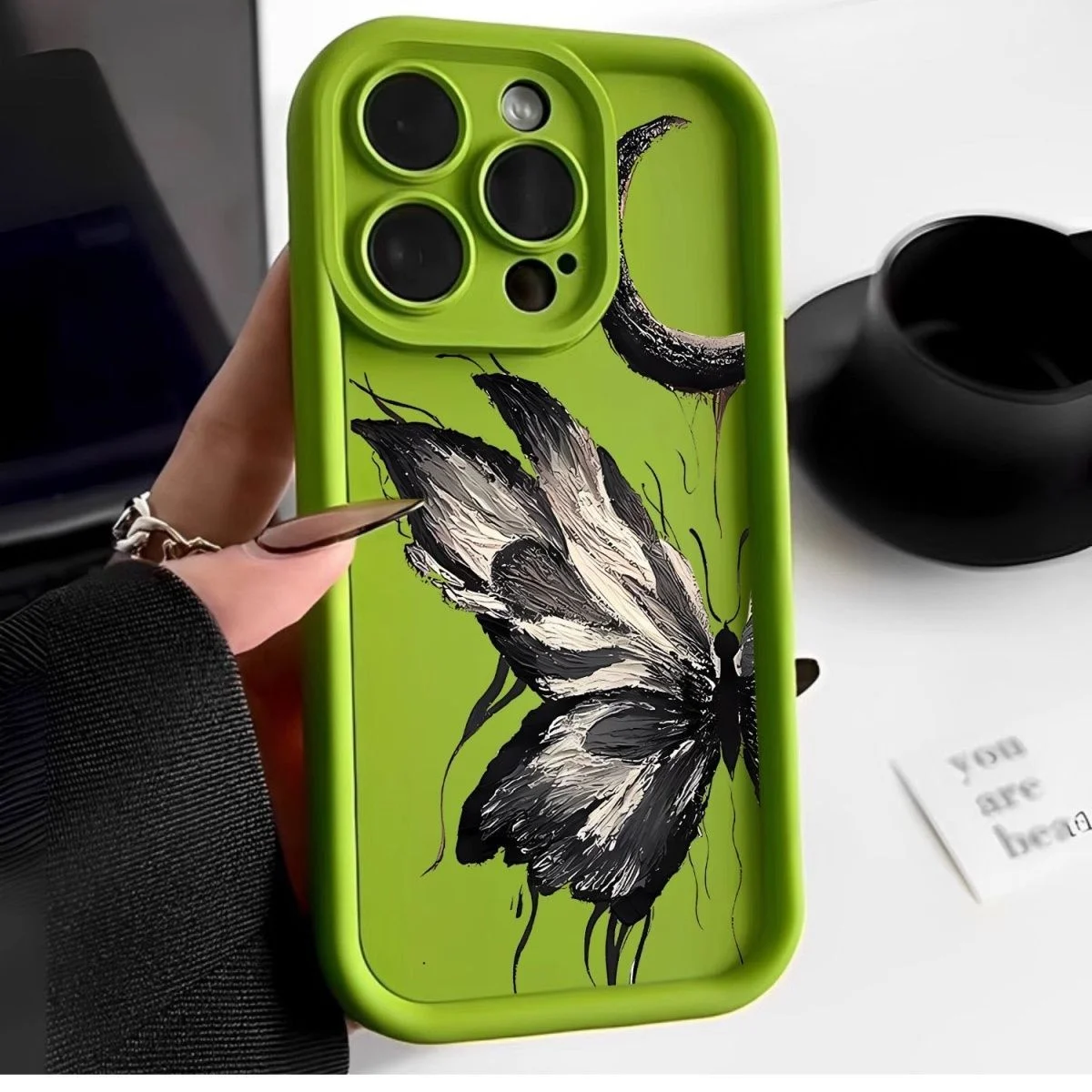 Funda de teléfono de mariposa de pintura al óleo de lujo para iPhone, 16, 15, 14, 13, 12, 11 Pro, XR, XS, Max, 7, 8 Plus, Y2K, rosa, INS