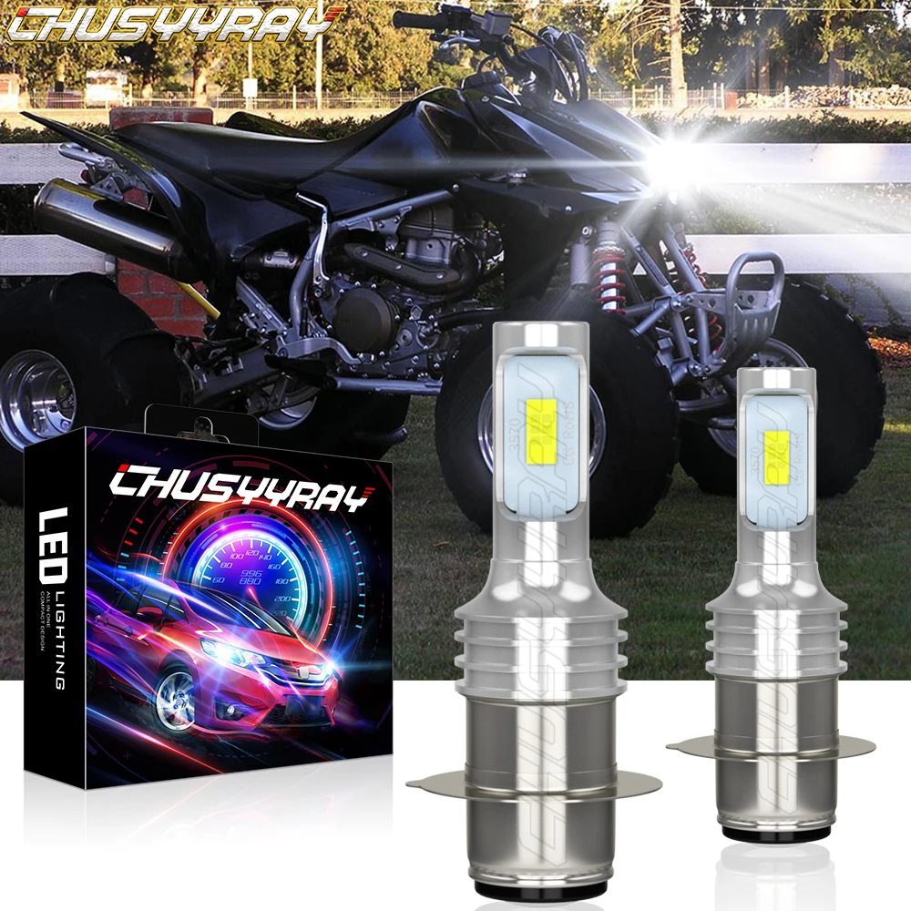 CHUSYYRAY 2X Led Headlight H6 H6M P15D Bulbs Light 6000K Compatible For Honda Sportrax TRX400EX 1999-2005 2006 2007 2008 luzes