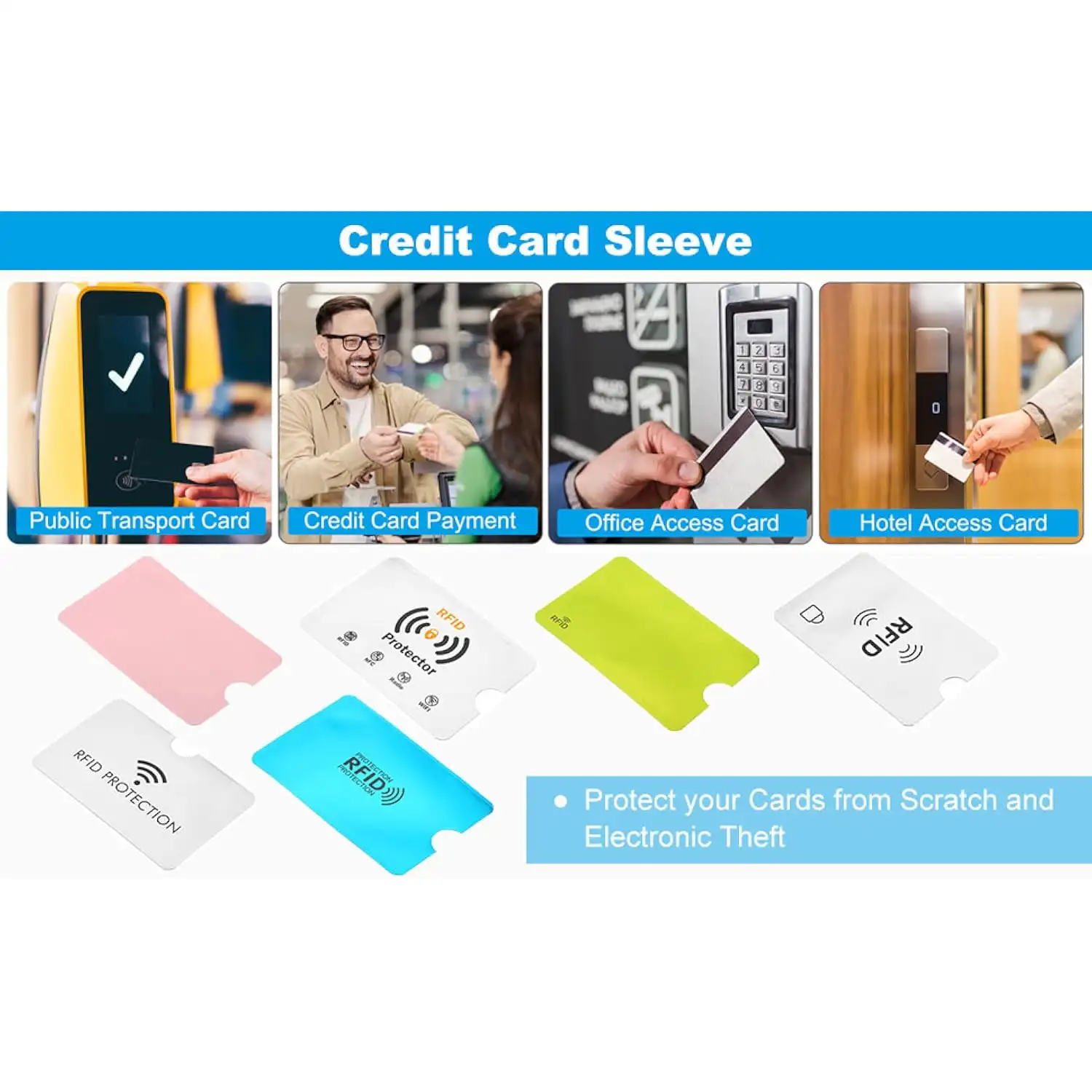 Mangas de bloqueio RFID, prevenção de roubo de identidade de alumínio, cartões de crédito, mangas protetoras seguras para bolsa NFC, 100 peças
