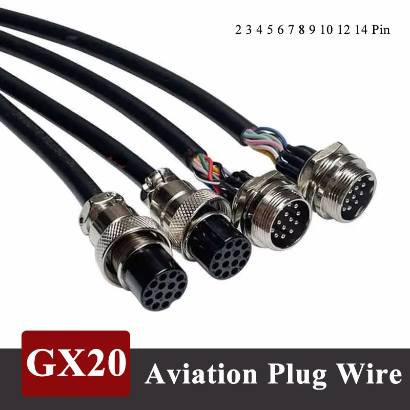 

GX20 2 3 4 5 6 7 8 9 10 12 14 Pin Aviation Head Plug Dual Female Extension Wire M20 Male to Female Signal Power Cable Connector