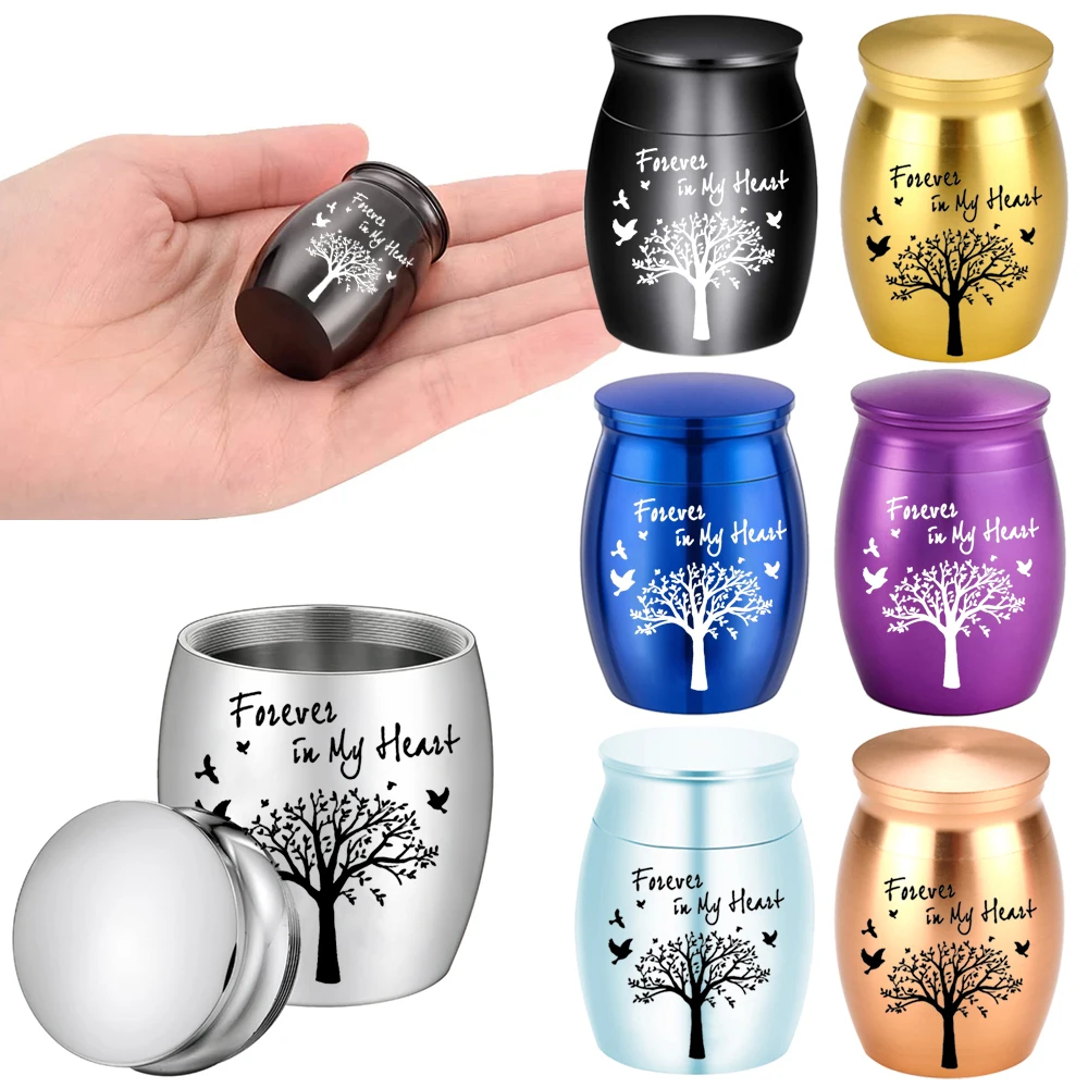 جرة صغيرة للرماد 1.57 بوصة جرة تذكارية صغيرة لشجرة رماد الإنسان جرة صغيرة حامل رماد من سبائك الألومنيوم