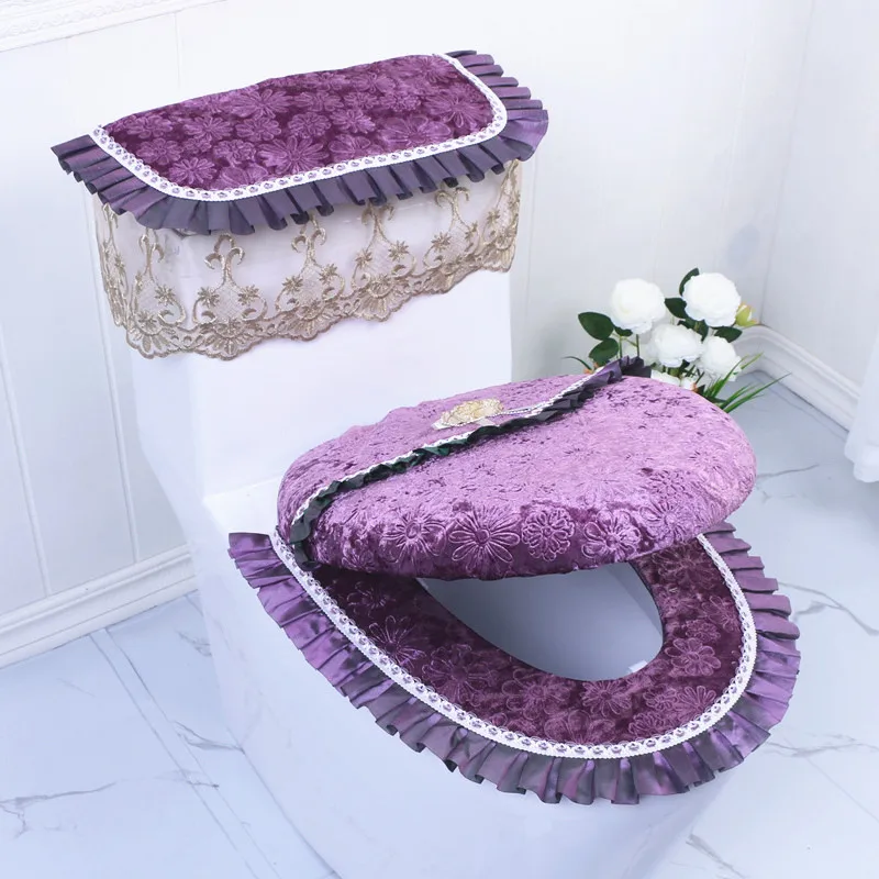 Universal Toilet Seat Cushion 3-piece Set U-shaped Household Toilet Seat Cover Zipper Waterproof Thick Toilet Seat Cover Toilet