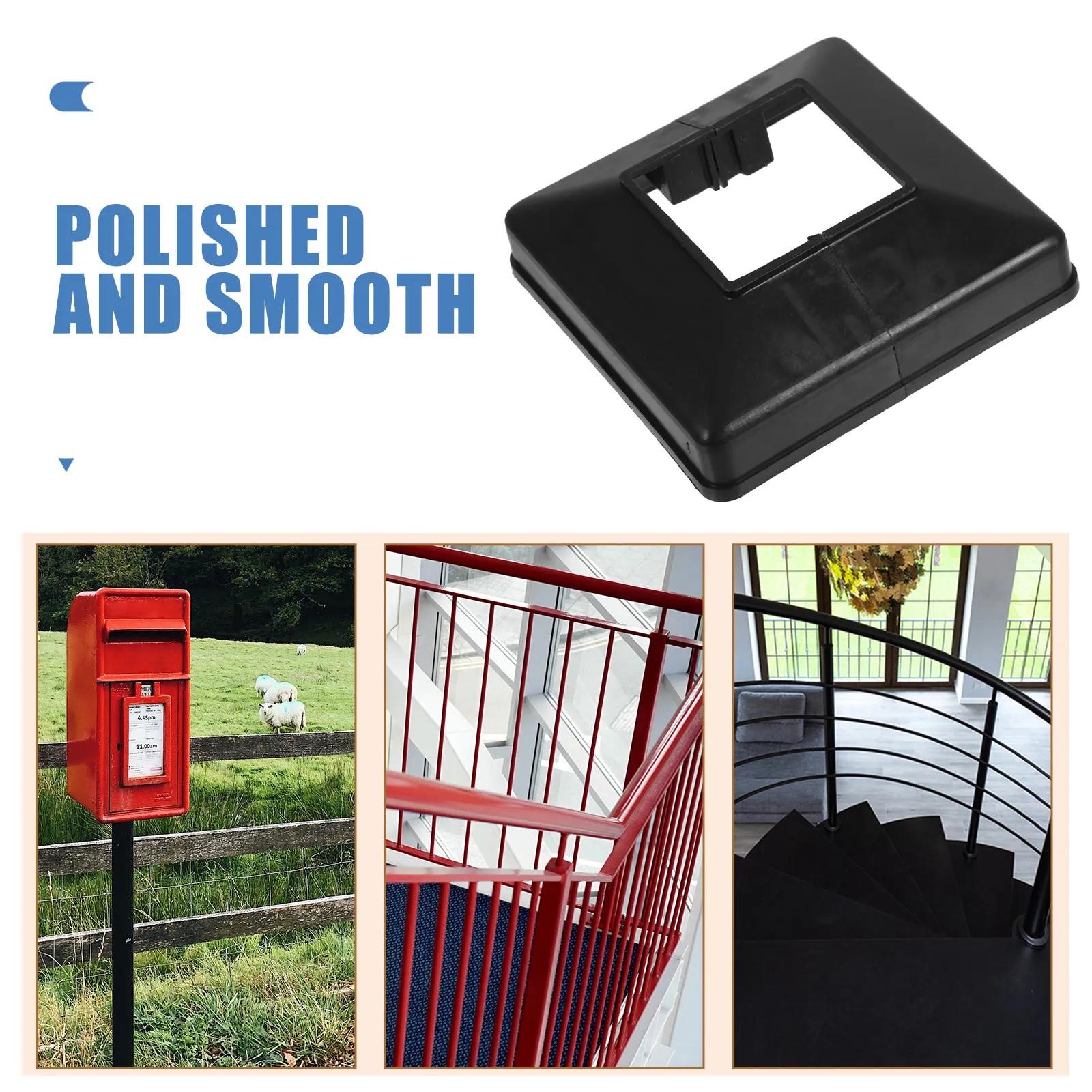 6Pcs Post Base Cover Black Split Post Skirt Railing Decorative Trim Cap Easy Install for Deck Porch Corridor Fence Parts