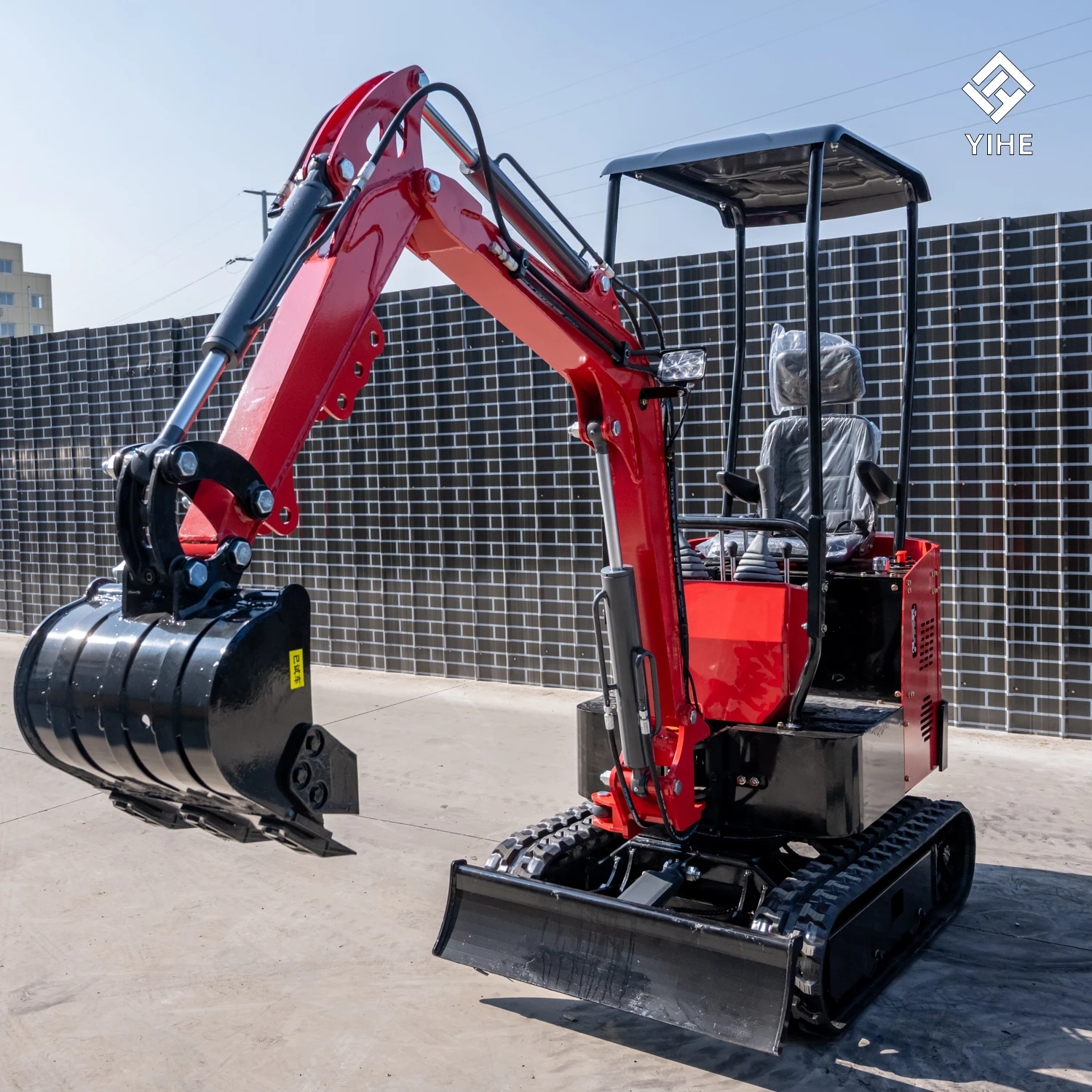 1 Ton Mini Excavator with Enclosed Cab Compact Crawler Digger Joystick Control for Farm Landscaping Construction