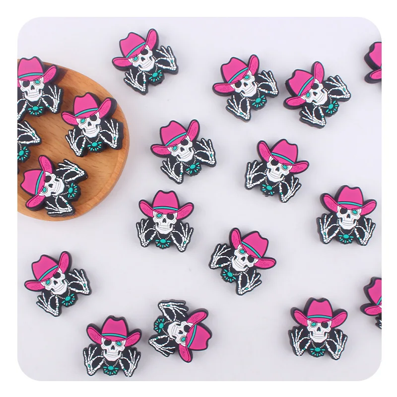 

ABCPICK 3pc New Halloween Skeleton Man Focal Silicone Beads DIY Pen Nipple Chain Jewelry Accessories Beads Handmade Gifts