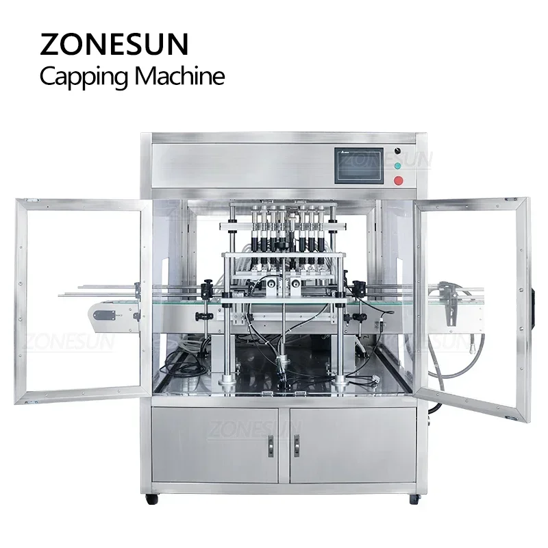 ZONESUN Automatische Vakuumfüllmaschine ZS-YTZL8A, 8 Köpfe, ätherisches Öl, Parfüm, Flüssigkeitssprühflaschen mit Staubschutz