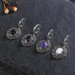 925 Sterling Silver Oval 6*8mm Moonstone Drop Earrings for Women Amethyst Earring for Women Gift Jewelry