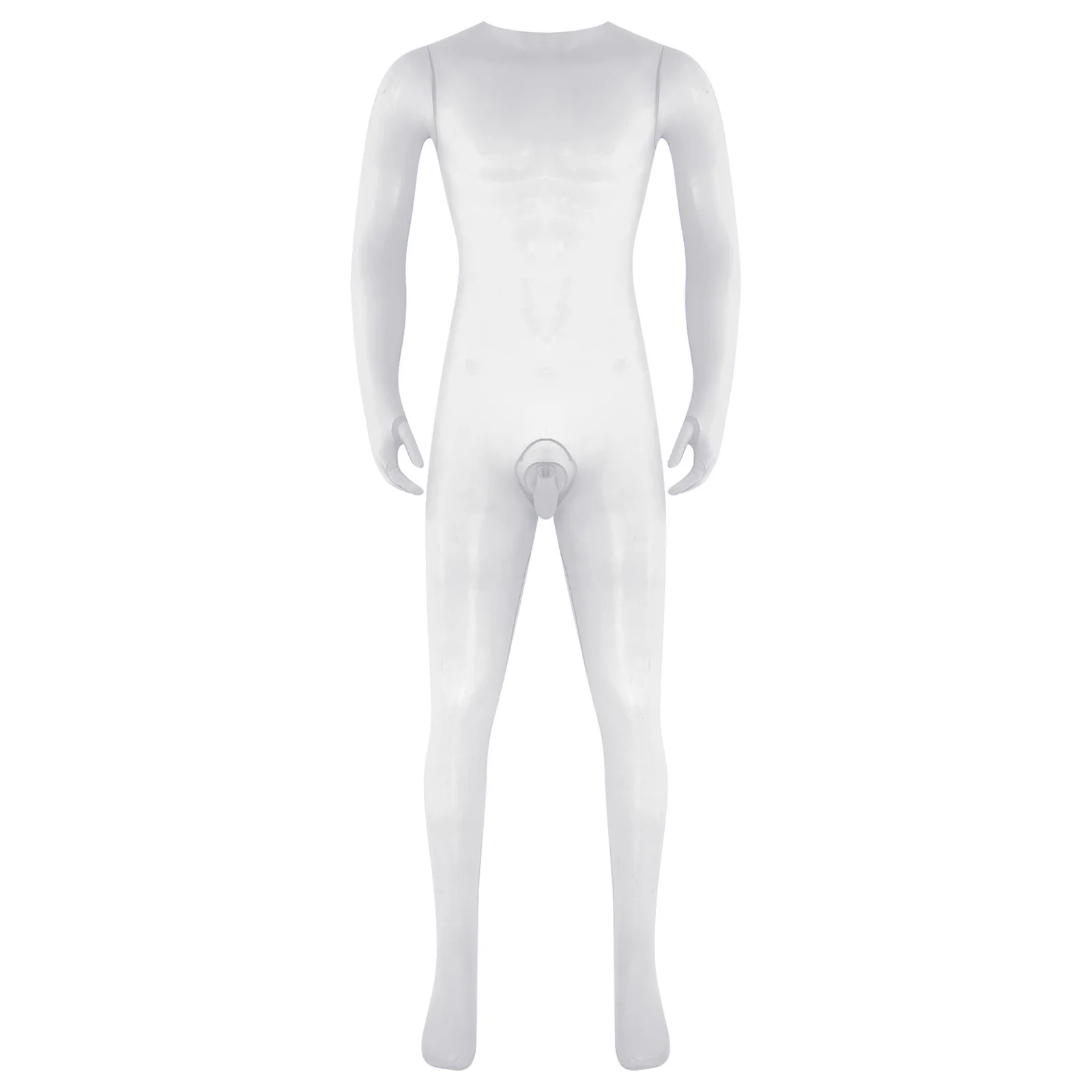 

Men Erotic Glossy Full-body Bodysuit Gloved Sleeve Opening Sheath And Butt Footed Bodystocking for Dating Night Lingerie Legging