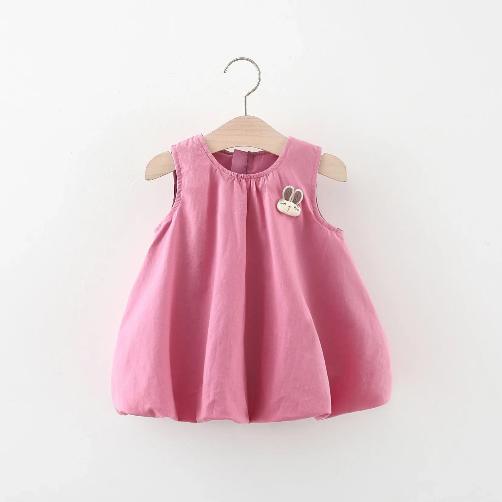 (0-3 Years Old) Summer Baby Girl'S Back Sequin Rabbit Ear Dress for Girls Korean Cartoon Sleeveless Cotton Dress