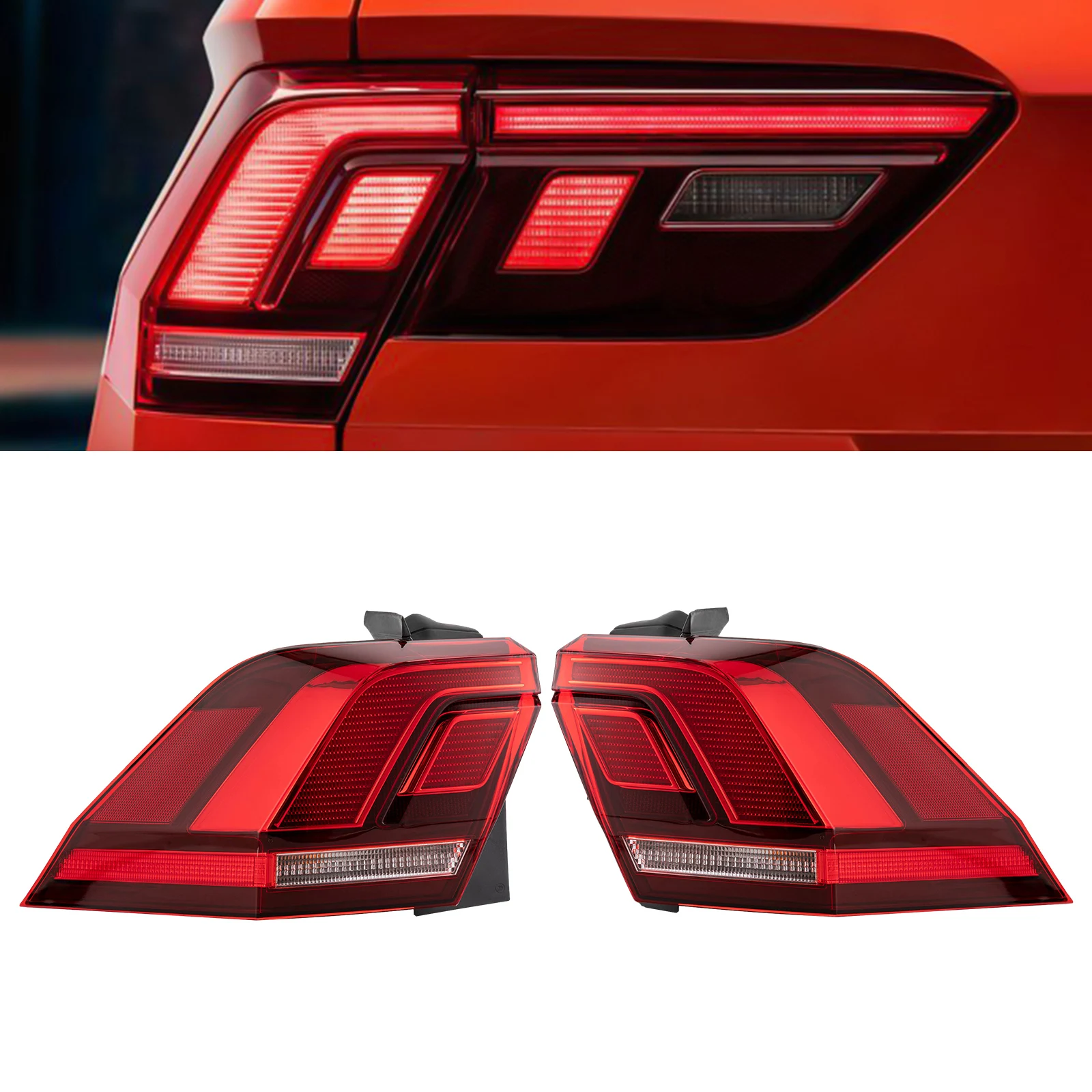 

[Left or Right] Side Outer Tail Light Set Fits Volkswagen 2018 2019 2020 2021 2022 2023 Tiguan Turn Signal Halogen ABS Lamp