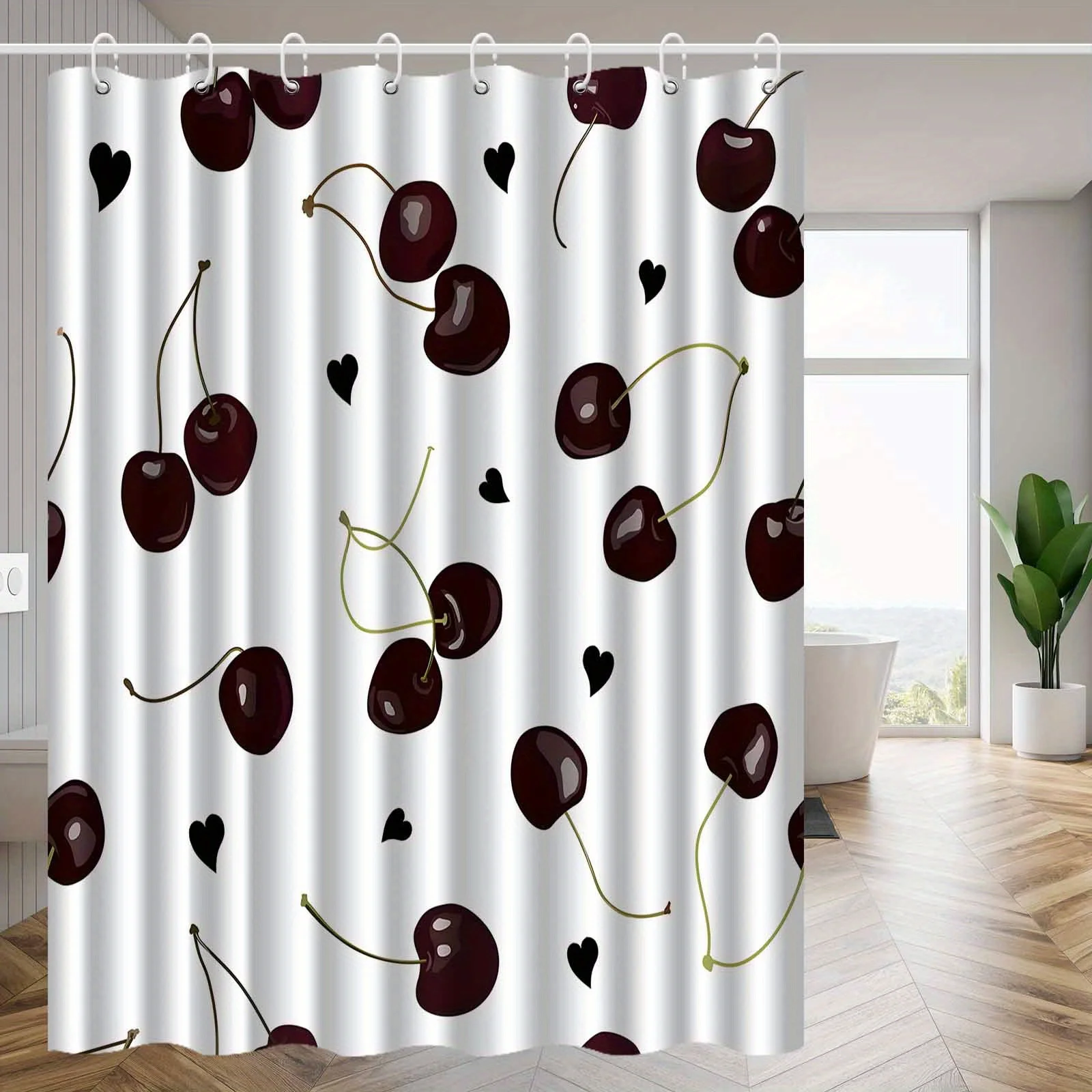 

Занавеска для душа с вишневым узором, красный фруктовый дизайн, белый фон, декор для ванной комнаты, водонепроницаемая занавеска для ванны, аксессуары для дома и кухни