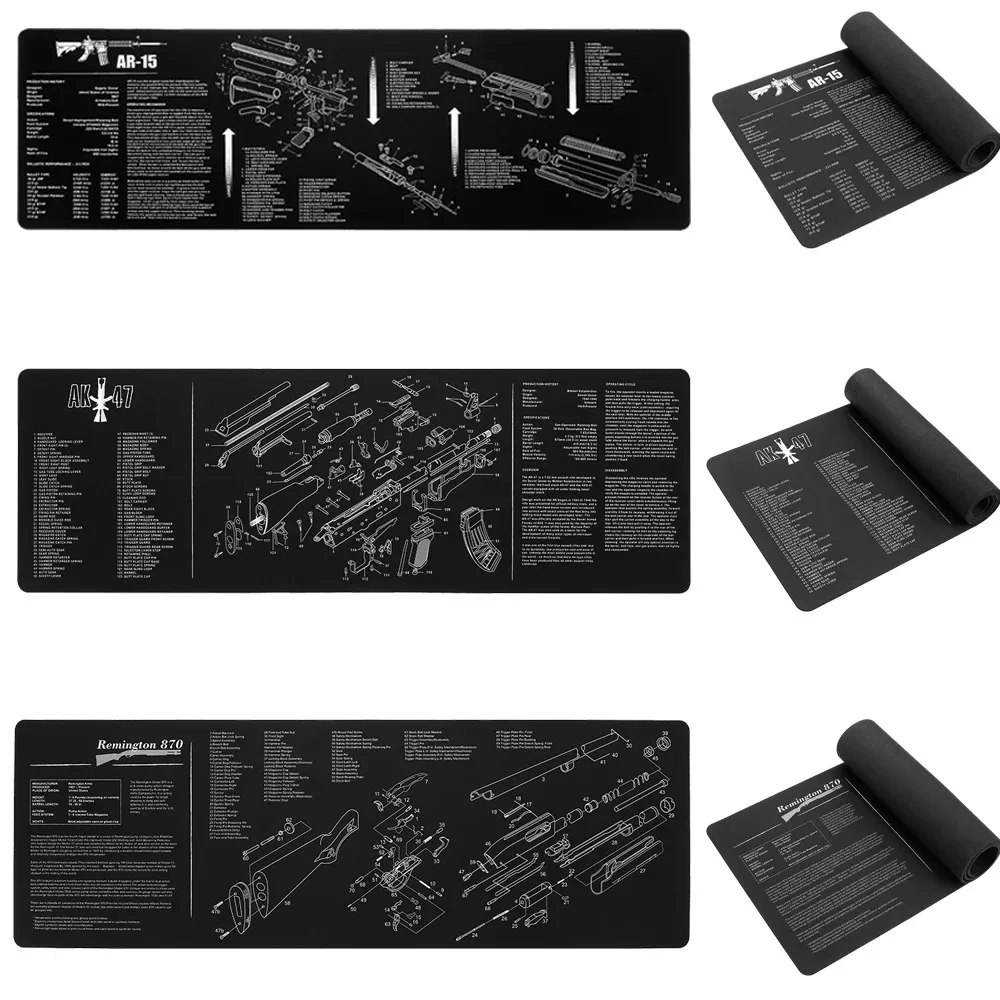 AR-15 AK 47 Remington 870 Rifle Gun smith Repair Build Bench Pads Cleaning Rubber with Parts Diagram and Instructions Mouse Pad