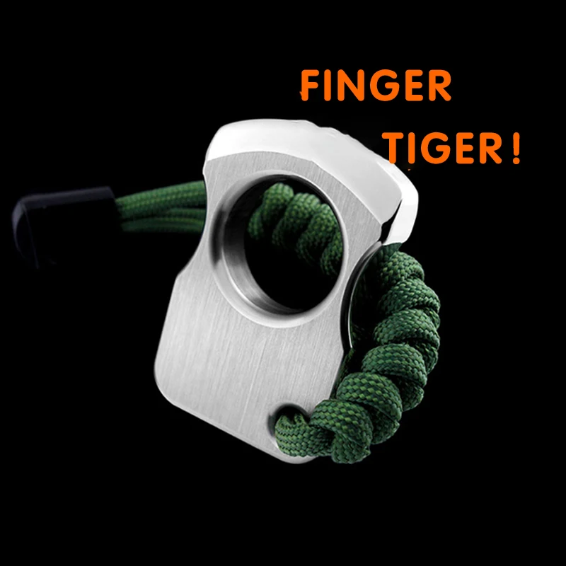 Criativo One Finger Tiger Ring para crianças, aço inoxidável, Double Fidget Toy, Personalidade Punk
