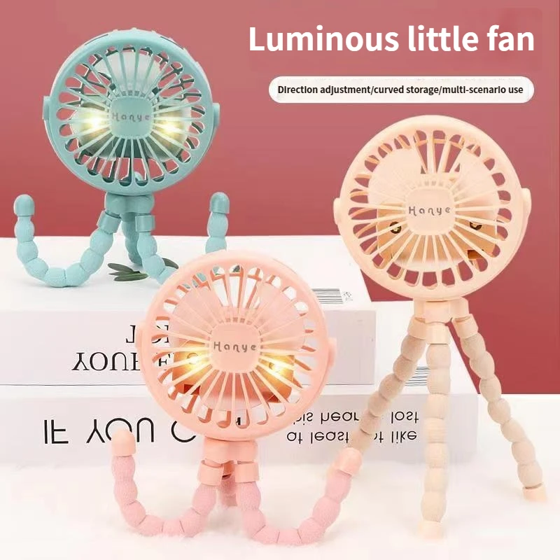 kids Stroller Portable Fan Outdoor Fan Clip 600mAh USB Rechargeable Handheld Electric Fan 3 Speeds Baby Deformable Stroller Fan