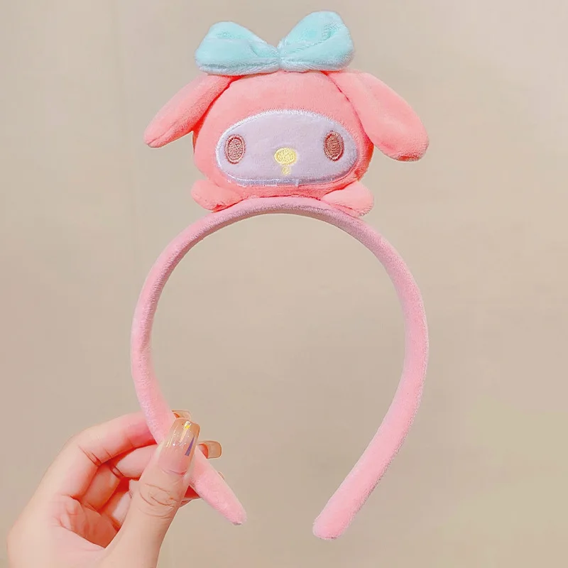 Hot Sanrio Cartoon Ears Hello Kitty Headband Women Cute Plush Kuromi Hairband Girl Melody Cinnamoroll Hair Accessories Kids Gift