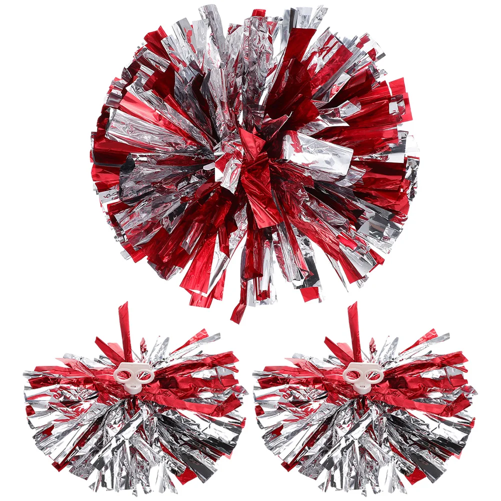 

3pcs Aerobics Pom Poms Cheerleading Silver 30cm Reusable Sports Cheering Props Compact Portable Daily Use
