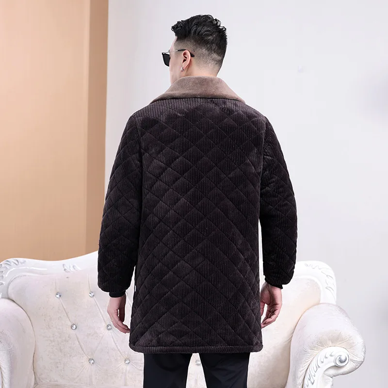 مريلة عمل من القطن من Thiened معطف شتوي دافئ Fce للمطبخ جيليه خط طويل بزر واحد للإغلاق من ألياف البوليستر